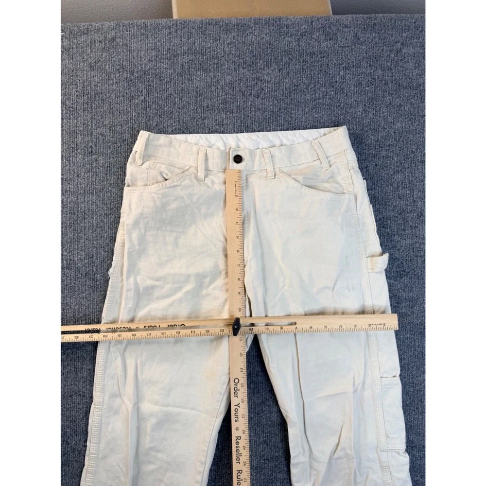 Dickies Carpenter Pants 32x30 Mens Cream White Heavyweight Workwear Stained Y2K